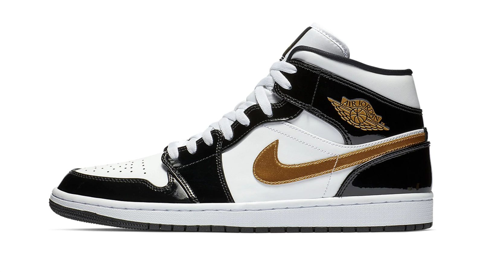 Air Jordan 1 Mid SE "Black Gold Patent Leather"